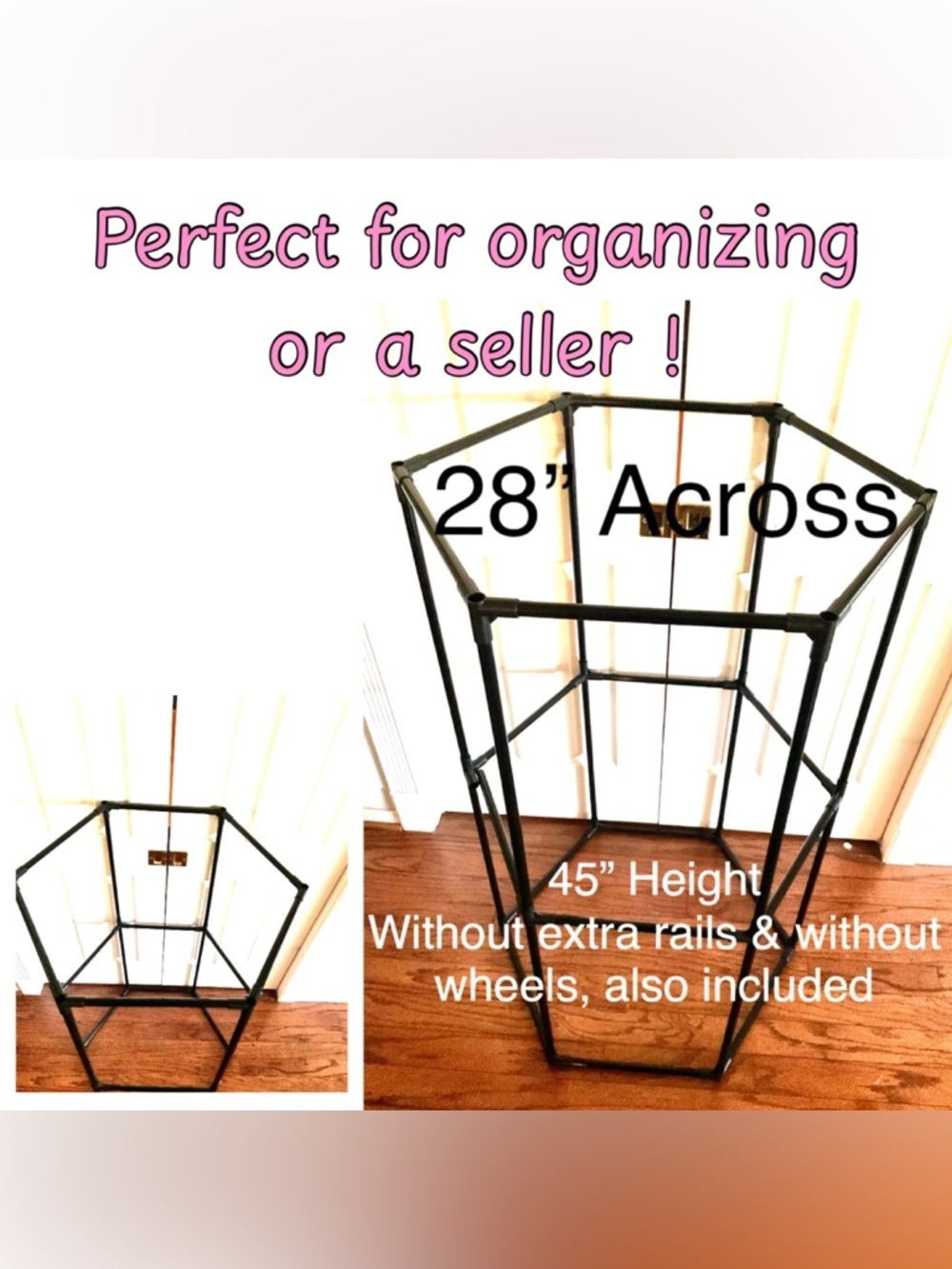NWOT Black Clothing Organizer With Measurements - Converts to 3 Levels High